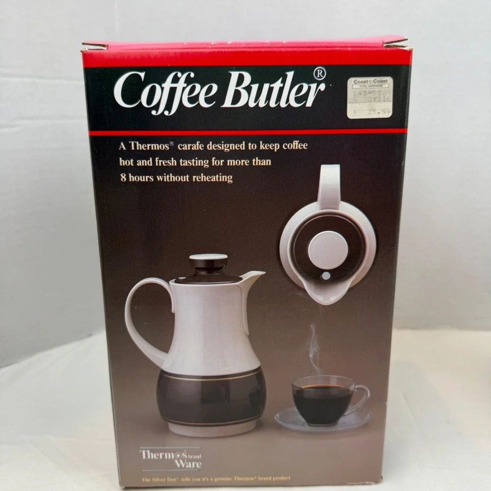 1983 Thermos Coffee Butler Silver Dot Insulated Carafe No. 570 New Old Stock